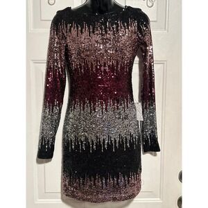 Juniors' Scoop Back Sequined Bodycon Dress Size 1/2